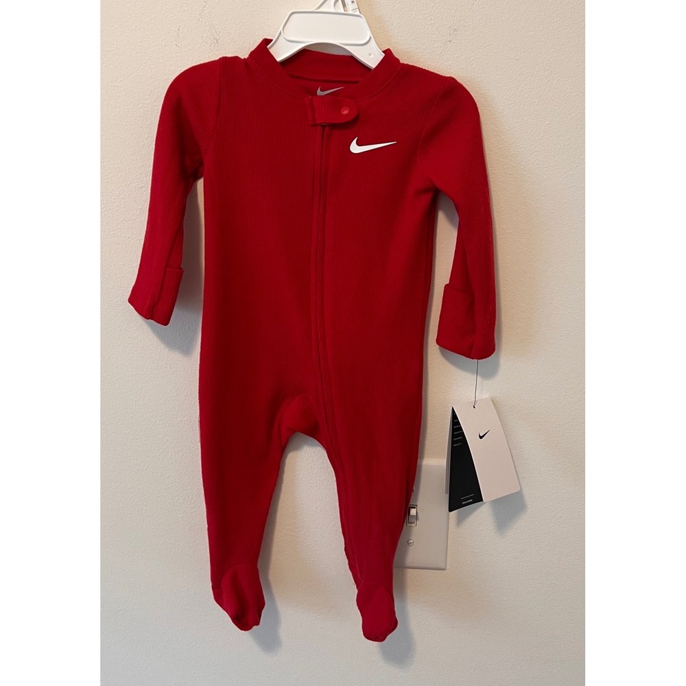 Nike Rib Knit Footed Coverall Gym Red 6M N196-R78 Sleeper Zipped Romper